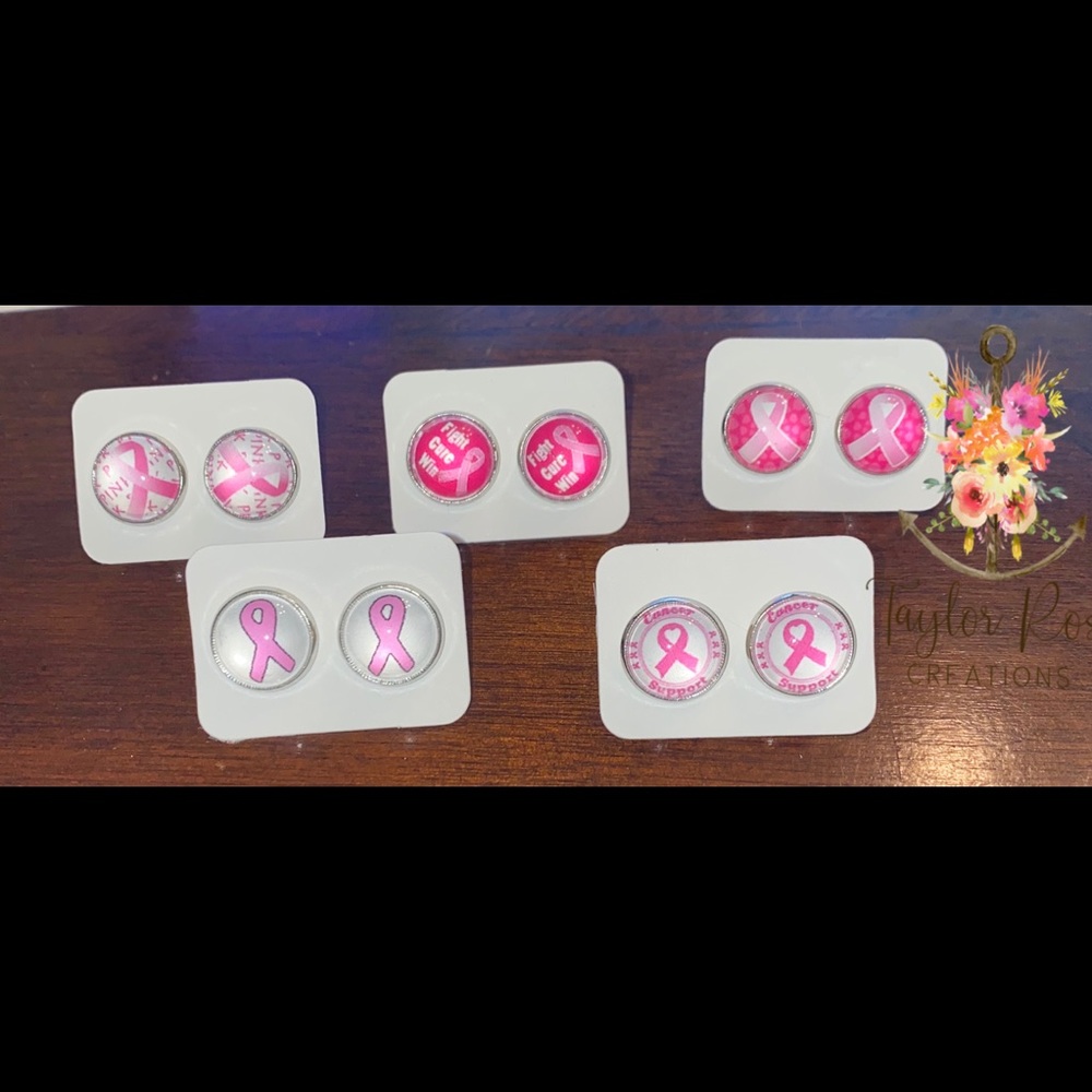 SOLD— Breast Cancer Awareness earrings